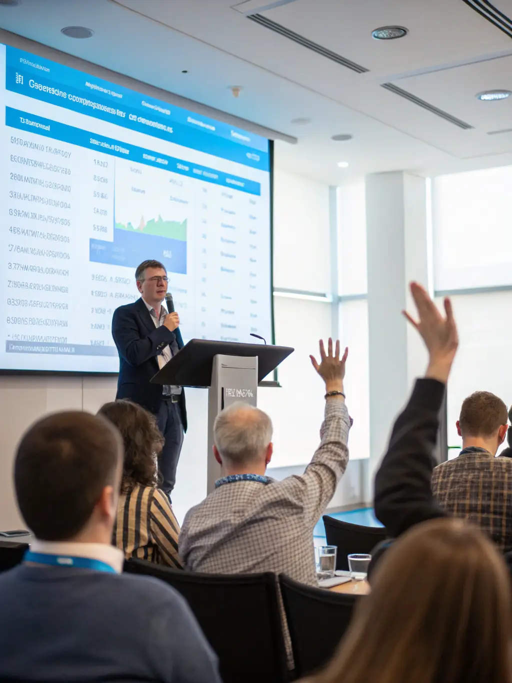 A professional speaker presenting on investment strategies during a Behestway webinar, with a focus on actionable insights.