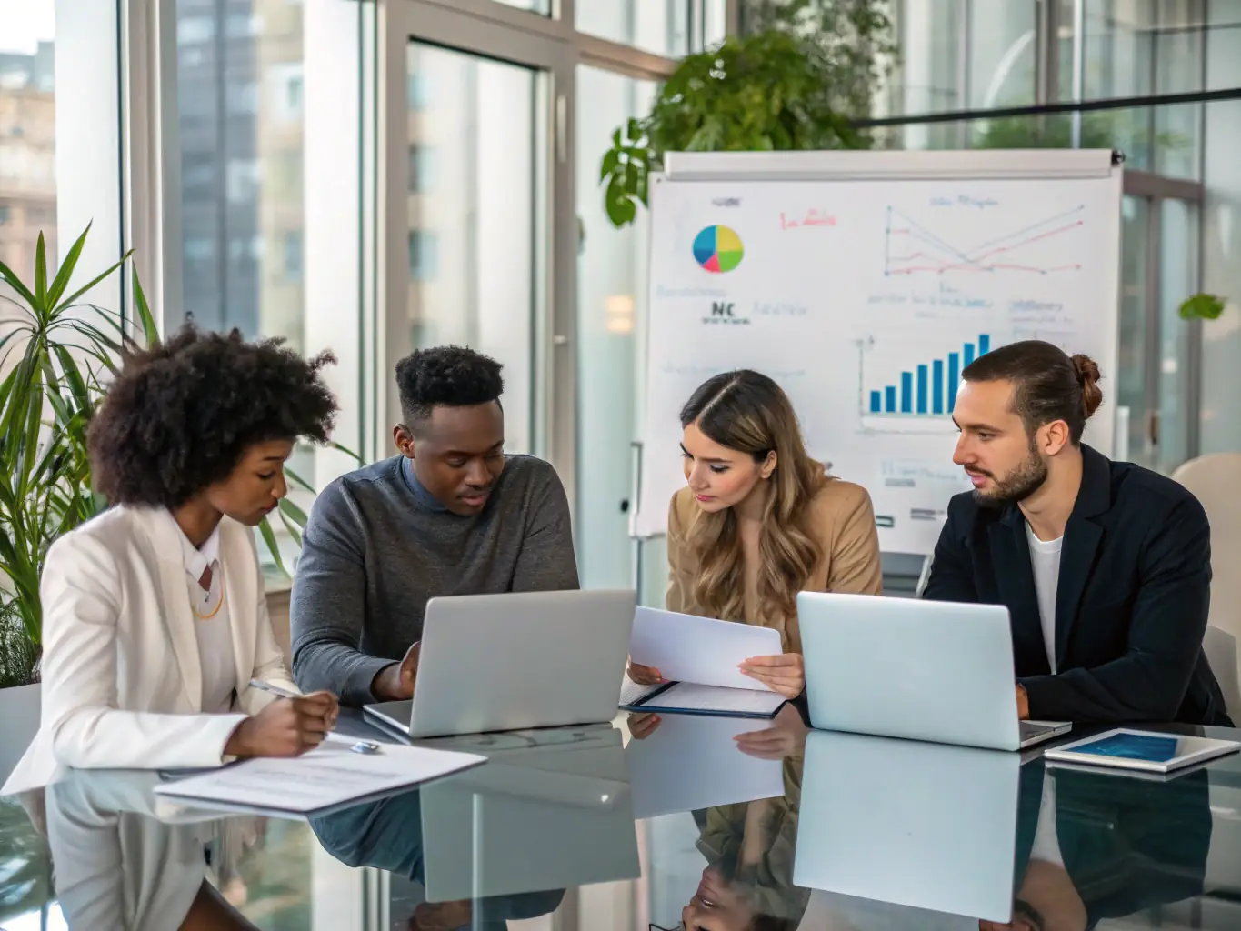 A group of diverse individuals participating in an interactive webinar session, focused on investing and passive income strategies.